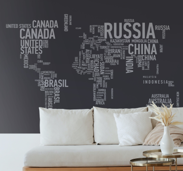 Fotomurale mappamondo tipografia mondiale - TenStickers