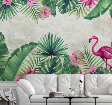Fotomurale paesaggi Fenicotteri e palme - TenStickers