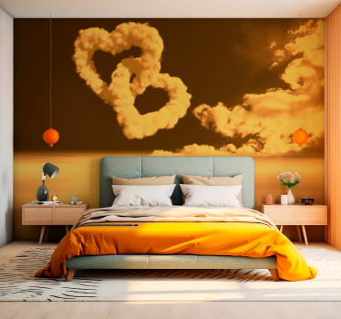 Fotomurale con nuvole e delfini forma di cuore - TenStickers