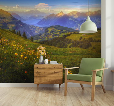 Fotomurale paesaggi vista di un prato montano - TenStickers