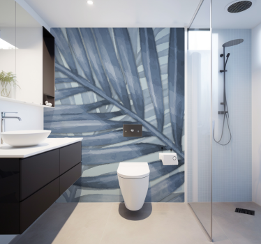 Fotomurale per bagno foglia tropicale blu - TenStickers