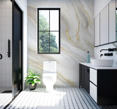Fotomurale per bagno marmo bianco e oro - TenStickers