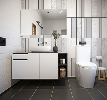 Fotomurale per bagno marmo con linee nere - TenStickers