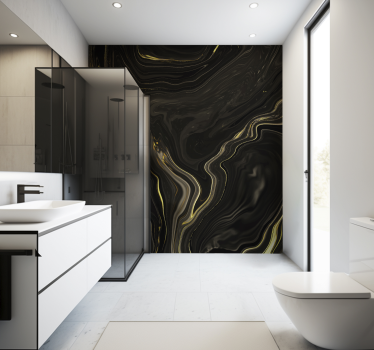 Fotomurale per bagno marmo nero e oro - TenStickers