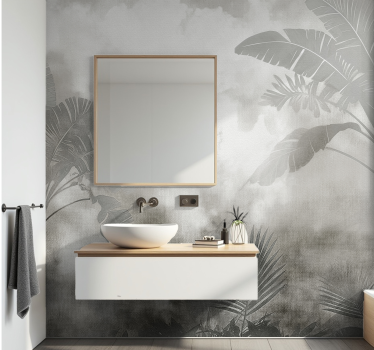 Fotomurale per bagno palme bianche e nere - TenStickers
