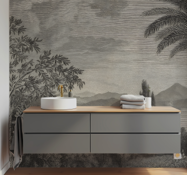Fotomurale per bagno natura paesaggio grigio - TenStickers