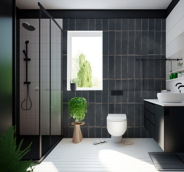 Fotomurale per bagno piastrelle grigie - TenStickers