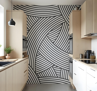 Fotomurale per cucina linee intrecciate in bianco e nero - TenStickers