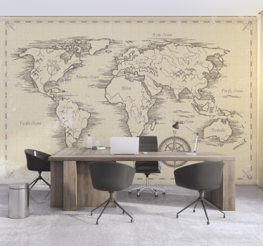 Fotomurale per ufficio mappa del mondo vintage - TenStickers