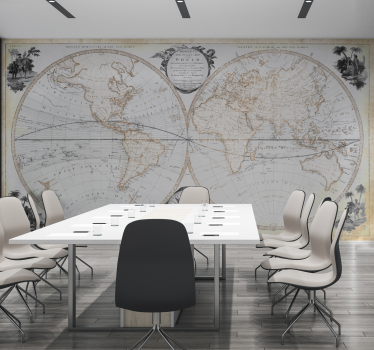 Fotomurale ufficio mappa del mondo vintage acquarello - TenStickers