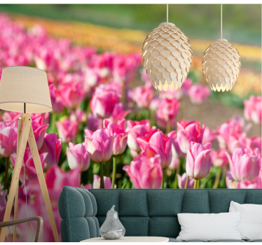 Fotomurale tulipani campo fiorito vibrante - TenStickers