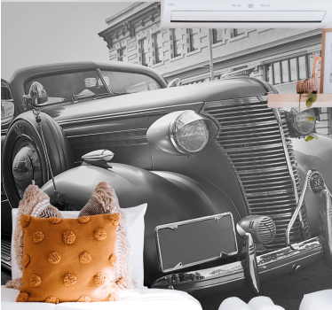 Fotomurale veicoli esposizione auto d'epoca - TenStickers