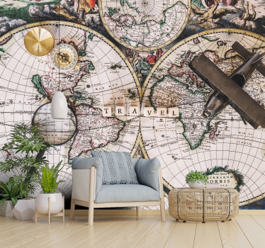 Fotomurale del mappamondo stile vintage - TenStickers