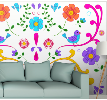 Fotomurali fiori diversi disegno floreale colorato - TenStickers