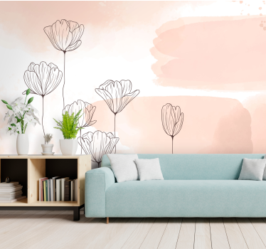 Fotomurale linea fiori - TenStickers