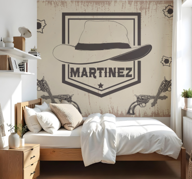 Carta da parati per ragazzi tema cowboy personalizzabile - TenStickers