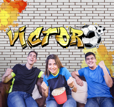 Carta da parati per ragazzi tema calcio con nome - TenStickers