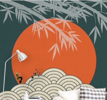Fotomurali natura bamboo e tramonto - TenStickers