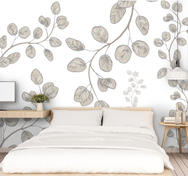 Fotomurale camera da letto delicati motivi a foglia - TenStickers