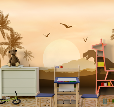 Carta da parati per ragazzi animali diversi T-rex - TenStickers