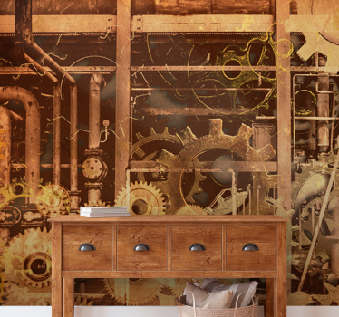 Fotomurali textures meccanismo ingranaggi industriale - TenStickers