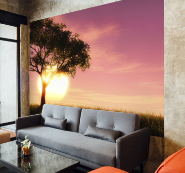Fotomurale paesaggi tramonto e albero - TenStickers