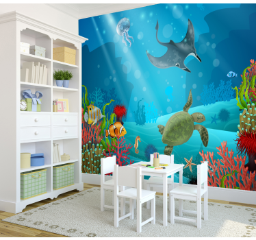 Fotomurale con animali marini stile cartoon - TenStickers