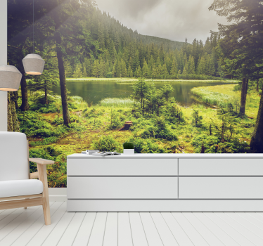 Fotomurale paesaggio con alberi e lago naturale - TenStickers