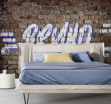 Murale per cameretta ragazzi graffiti in mattoni con nome - TenStickers