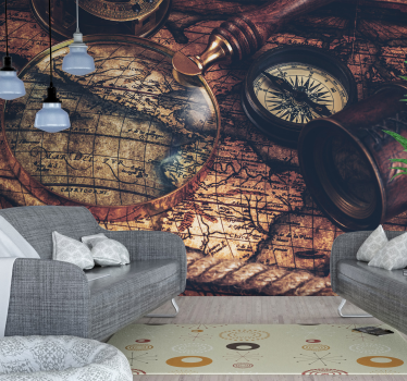 Fotomurale con mappa stile retrò - TenStickers