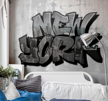 poster mural new york Graffiti con vista sulla città - TenStickers