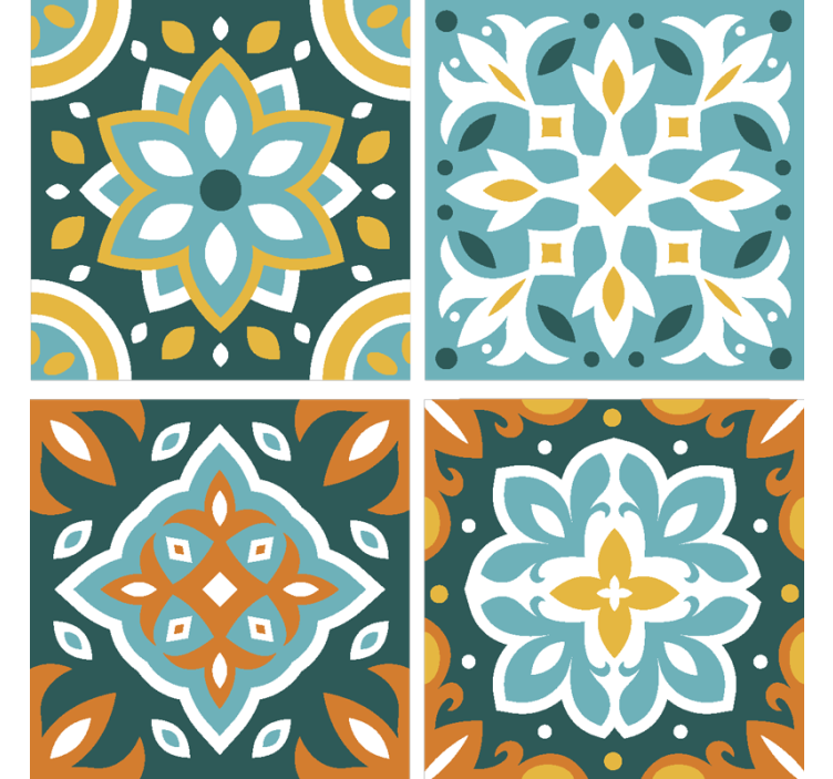 Sottobicchiere colorato ornamento piastrelle - TenStickers