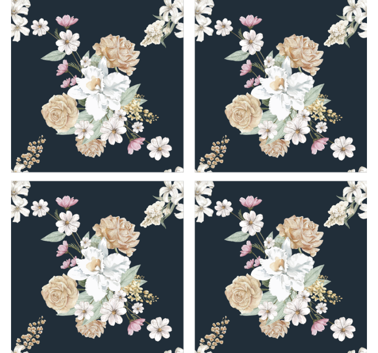 Sottobicchiere bouquet floreale vintage - TenStickers