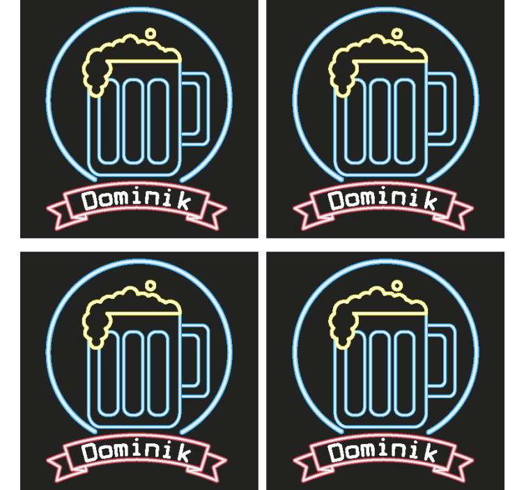 Birra al neon con tappetini per birra di nome - TenStickers