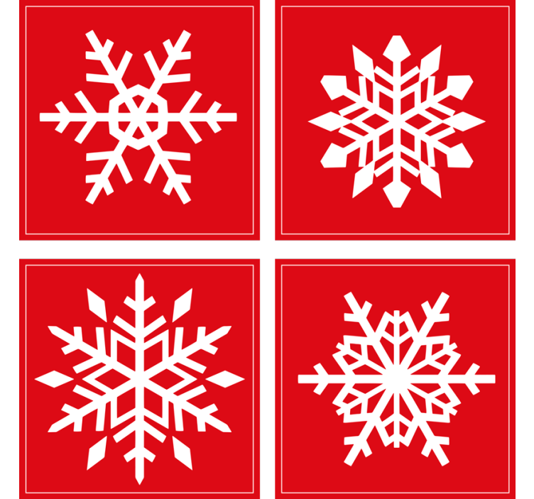 Sottobicchiere  tema Natale Fiocchi di neve rossi - TenStickers