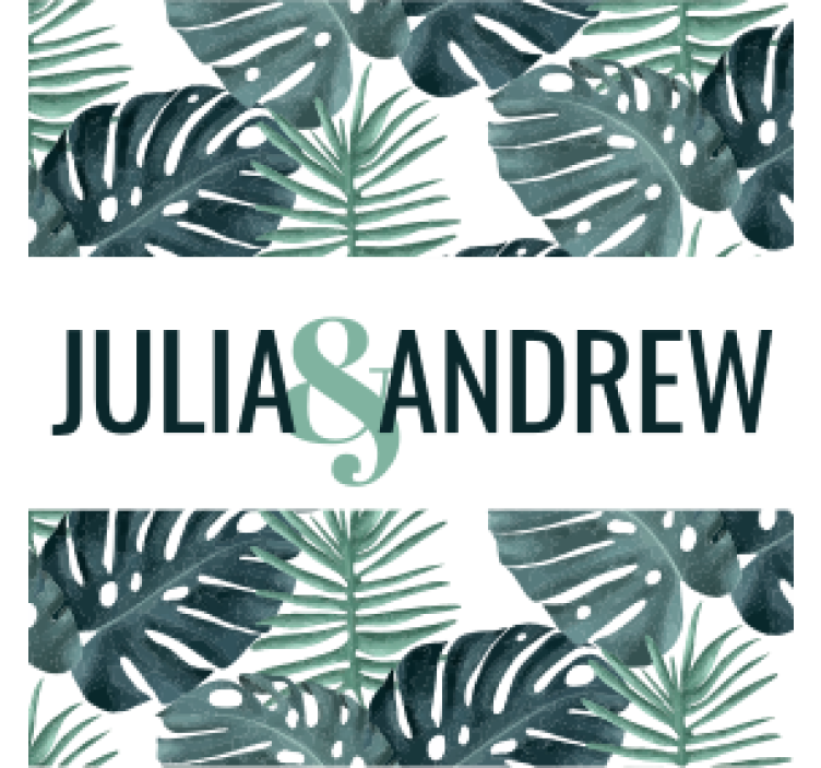 Sottobicchieri matrimonio motivo foglia tropicale - TenStickers