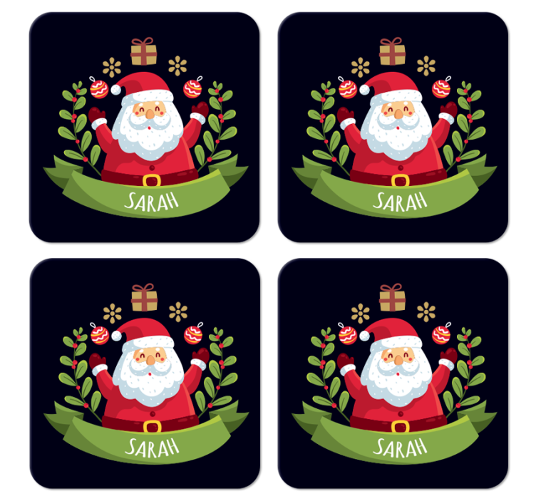Sottobicchiere  tema Natale Babbo natale con nome - TenStickers