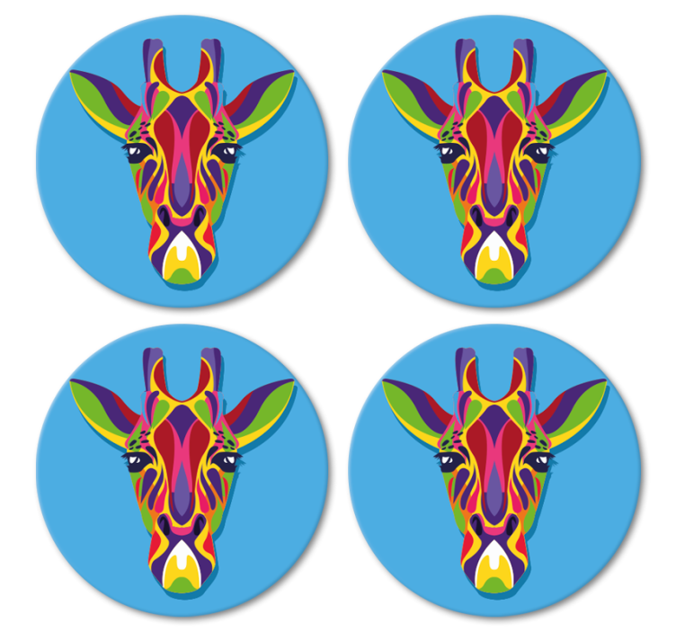 Sottobicchiere  personalizzato moderno Pittura giraffa multicolor - TenStickers