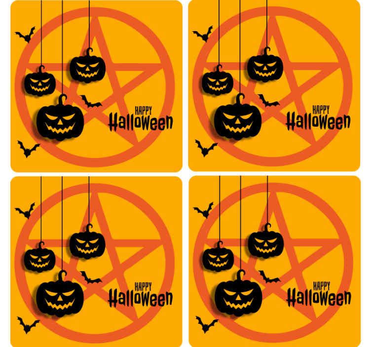Sottobicchieri Halloween motivo di zucca spettrale - TenStickers