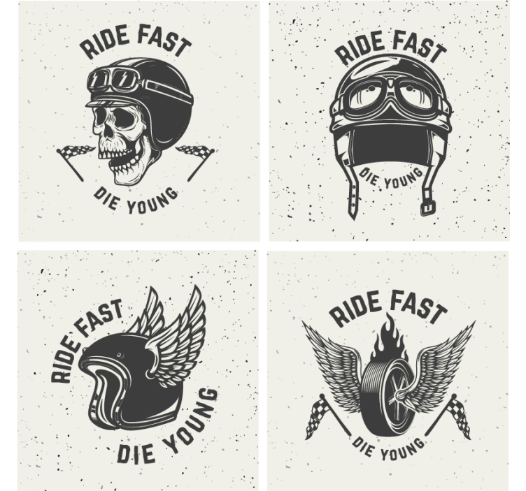 Sottobicchieri frikis teschio con occhiali da corsa - TenStickers