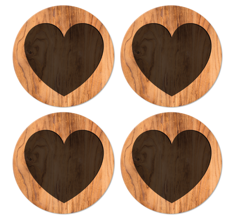 Sottobicchiere  personalizzato Cuore in legno - TenStickers