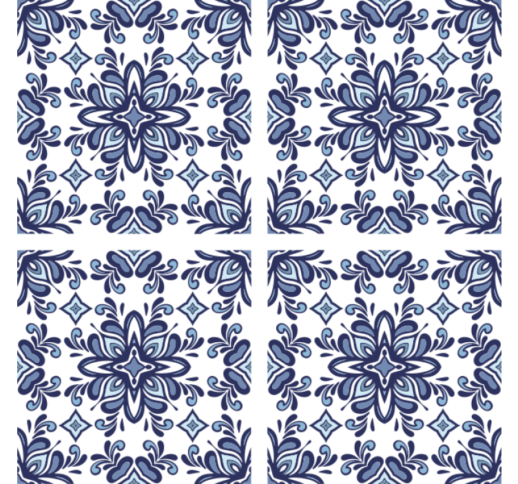 Sottobicchiere tema piastrelle blu - TenStickers
