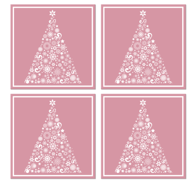 Sottobicchiere  tema Natale Albero festivo in rosa - TenStickers
