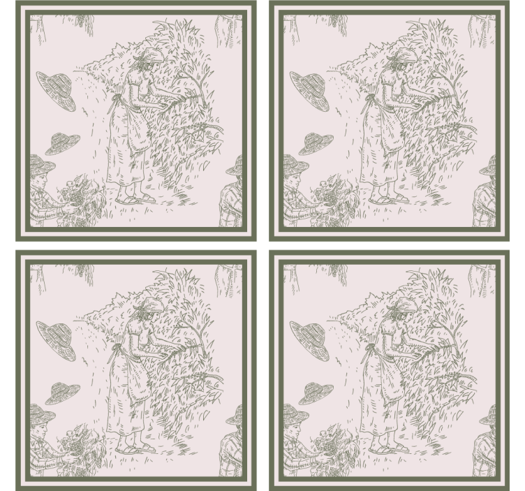 Sottobicchiere  tema vintage Motivo vintage francese in verde - TenStickers