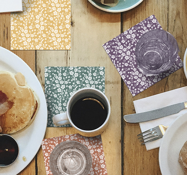 Elegante sottobicchiere con motivo floreale - TenStickers