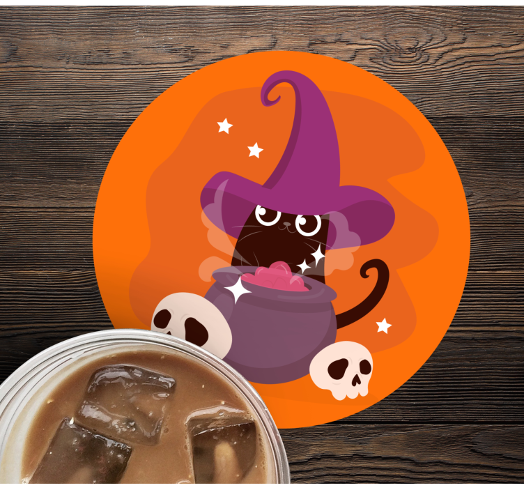 Sottobicchiere gatto stile halloween - TenStickers