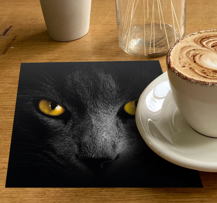Gatto nero halloween sottobicchiere - TenStickers