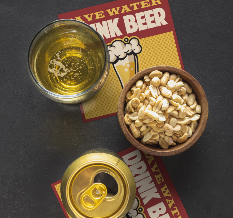 Risparmiare acqua bere birra sottobicchieri - TenStickers