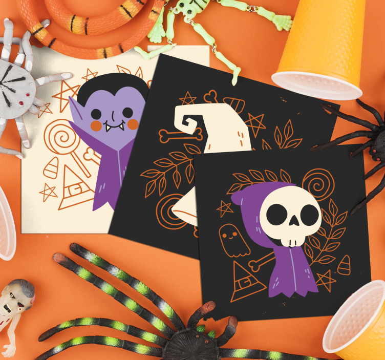 Simpatici mostri di halloween bevono sottobicchiere - TenStickers