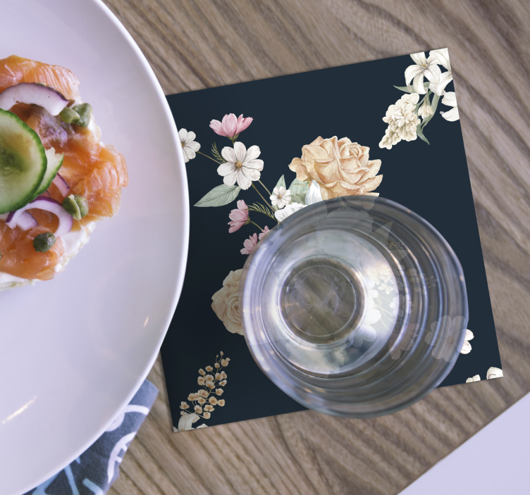 Sottobicchiere bouquet floreale vintage - TenStickers